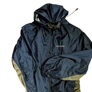 Columbia windbreaker, dark blue hooded, men's size large